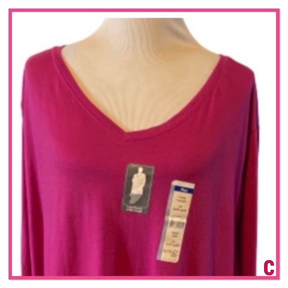 Terra & Sky Tops - Terra & Sky Lolita V Neck Long Sleeve Tee 5X